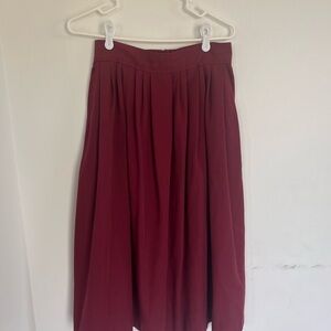 ILGWU Vintage Pleated Midi Skirt Burgundy Size 4-6 Small